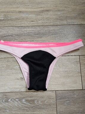 Pink and Black Bikini Bottom - Neon Trim Sz L